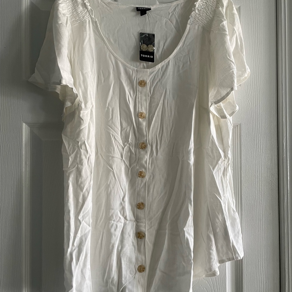 Torrid linen white shirt